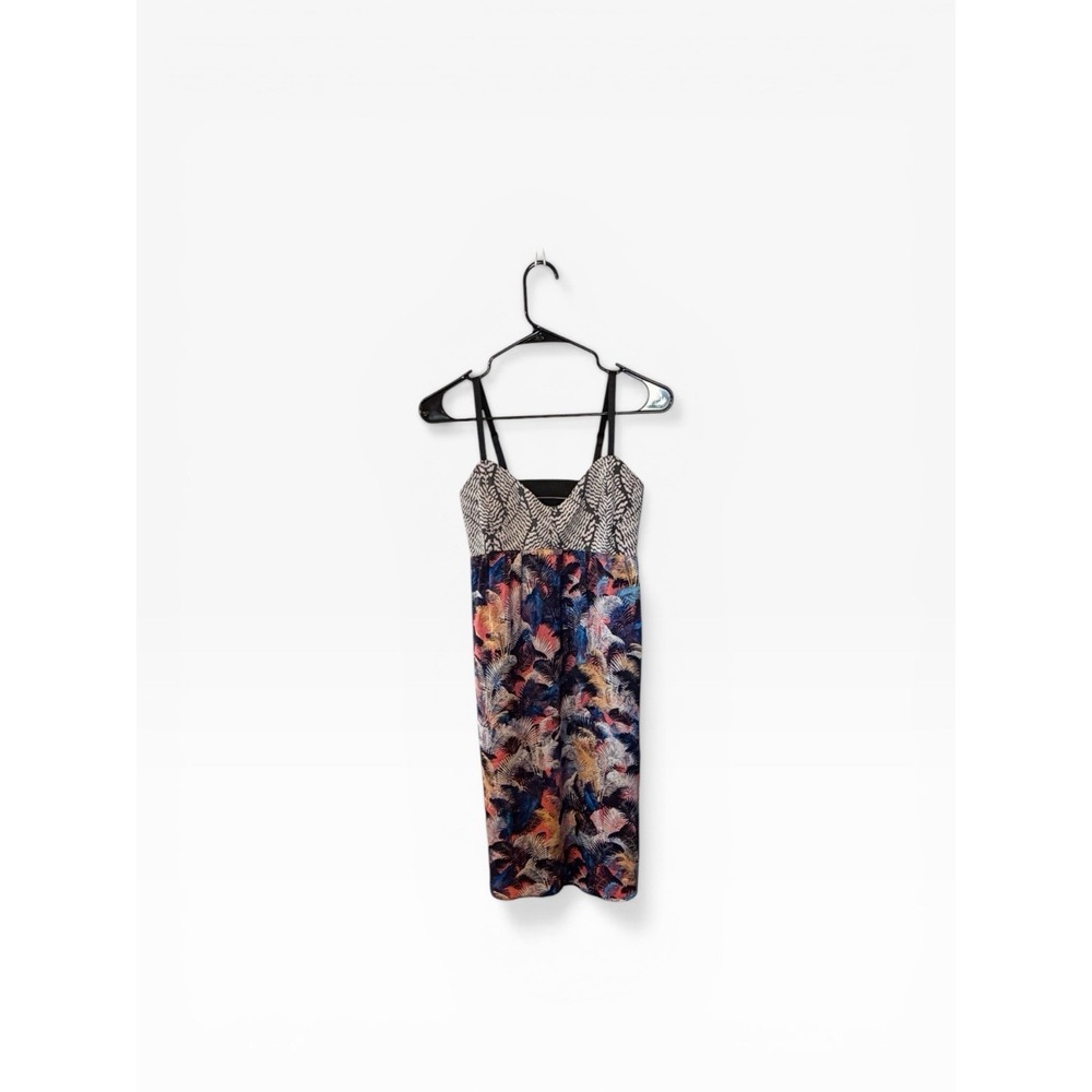 NWT RACHEL Rachel Roy Contrast Print A Line Dress Size 0 Aloha Black / Cream - Picture 2 of 6
